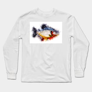 Red Bellied PIRANHA Watercolor Art for the Fishing Lovers and Anglers / Gifts for Fisherman Long Sleeve T-Shirt